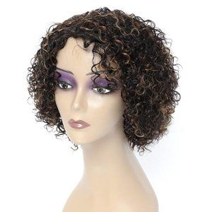 HUA Wig 8 Inch Short Curly Wigs Brazilian 100% Hum Hair (Style 1B/30)